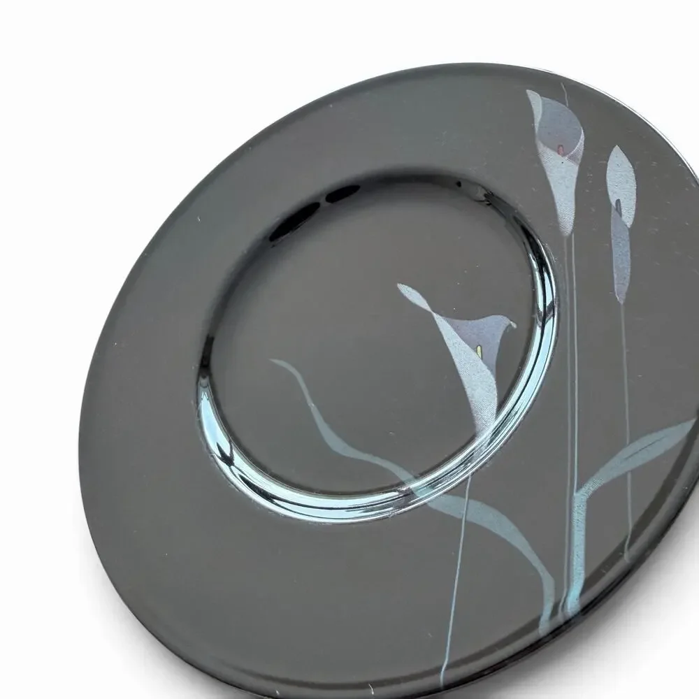 Mikasa Galleria OPUS BLACK FK701 Bread Plates Calla Lily 6.7 In set of 4 Japan